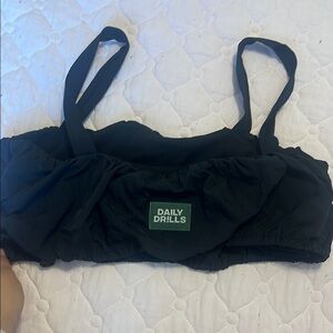 Daily Drills Black Ruffled Top